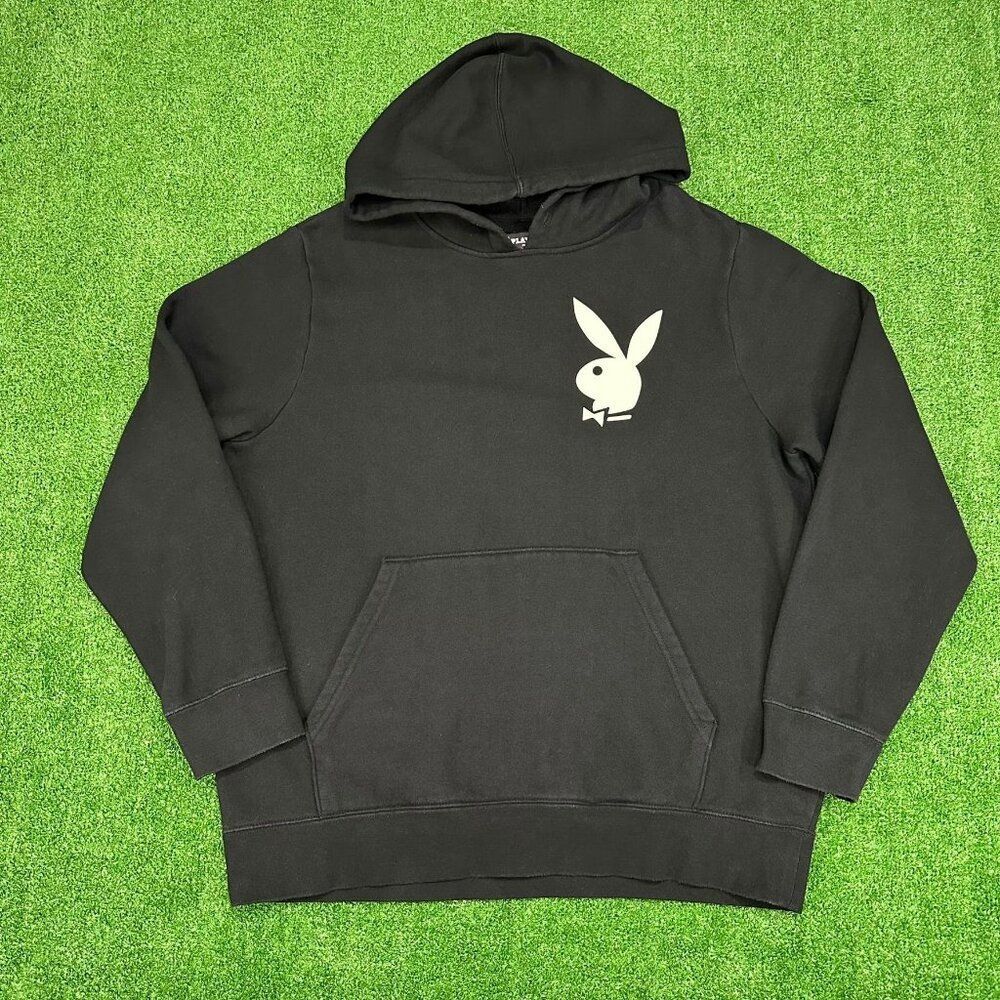 Playboy x Pac Sun Black Hoodie Pullover Sweatshirt Mens Size Medium Logo Bunny